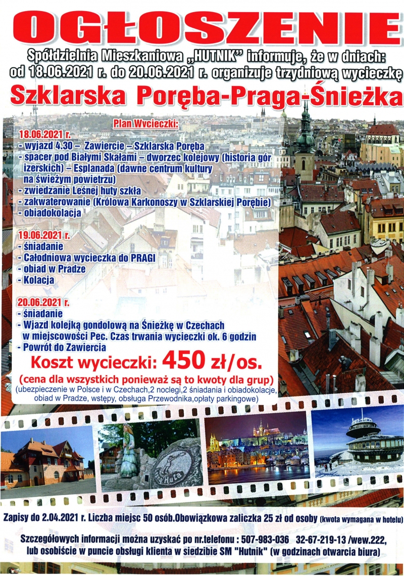 Wycieczka Szklarska Poręba - Praga - Śnieżka