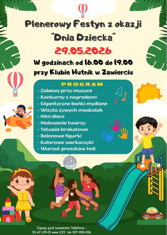Plenerowy Festyn z okazji " Dnia Dziecka" 29.05.2026